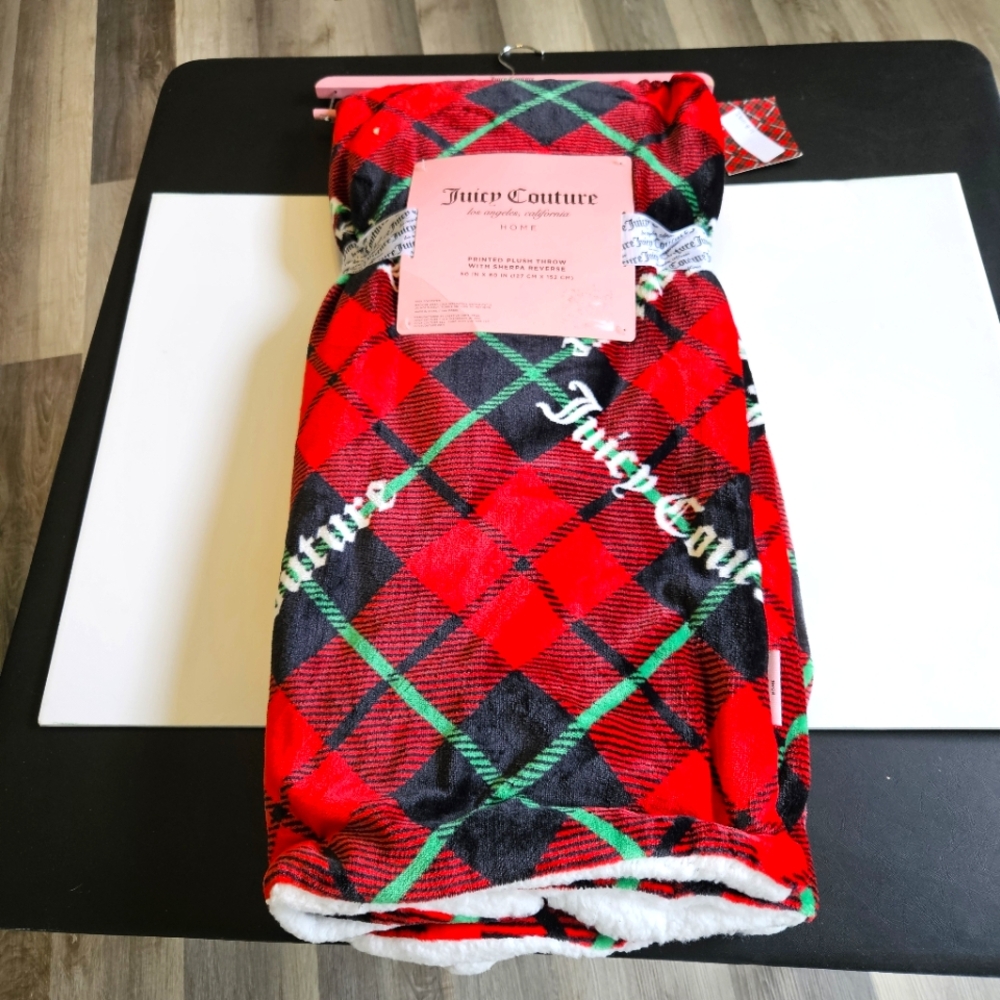 Juicy Couture Vibrant Red Tartan Throw